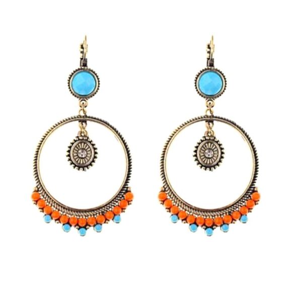 GOLD BOHEMIAN ROUND EARRINGS  - Picture 1 of 8